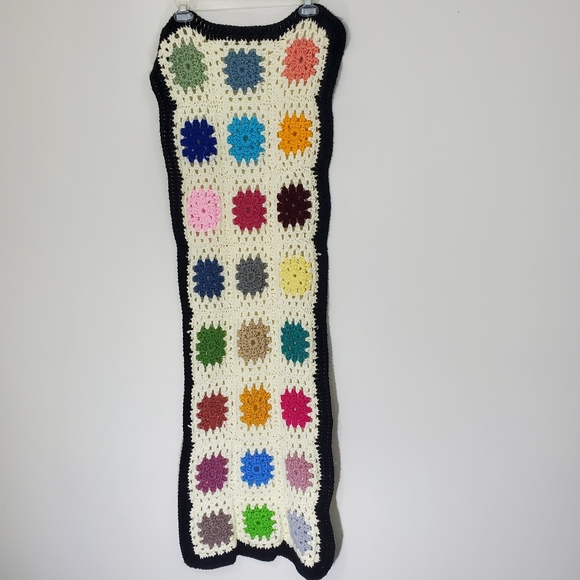 Granny Square Multicolored Crocheted Scarf - Picture 7 of 13